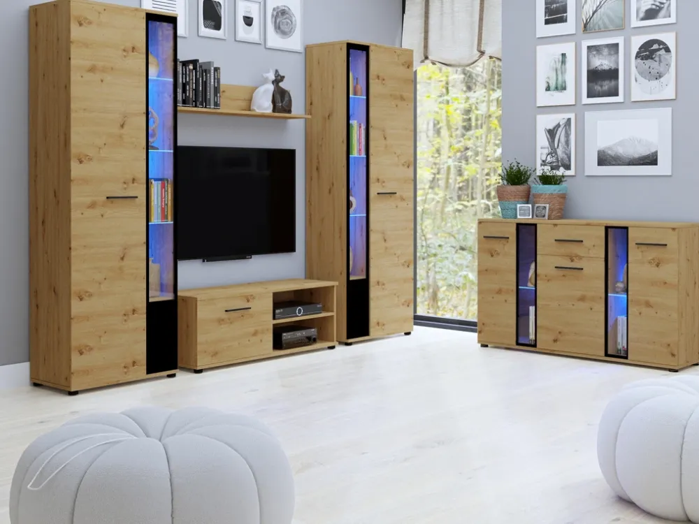 Komody>Lempert Nowoczesna komoda do salonu 140 cm CUBE dąb artisan