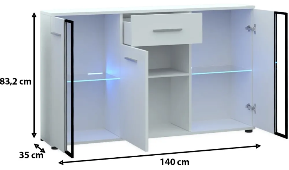 Komody>Lempert Nowoczesna komoda do salonu 140 cm CUBE dąb artisan