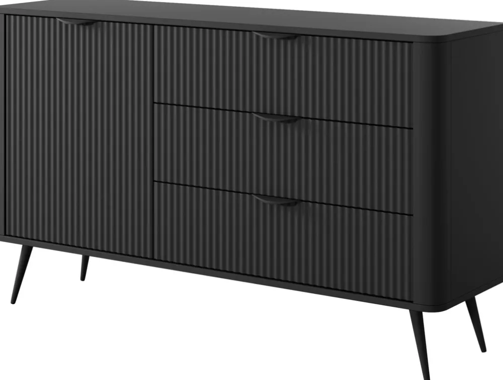 Zestawy Mebli Do Salonu|Komody>LASKI Nowoczesna komoda do salonu z szufladami LEONTE czarna czarny