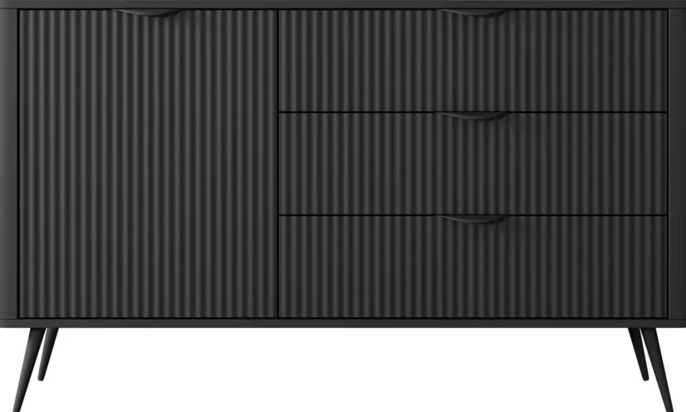 Zestawy Mebli Do Salonu|Komody>LASKI Nowoczesna komoda do salonu z szufladami LEONTE czarna czarny