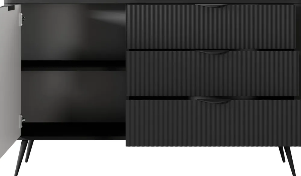 Zestawy Mebli Do Salonu|Komody>LASKI Nowoczesna komoda do salonu z szufladami LEONTE czarna czarny