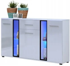 Komody>Meblohand Nowoczesna Komoda do salonu 140 cm połysk CUBE biały