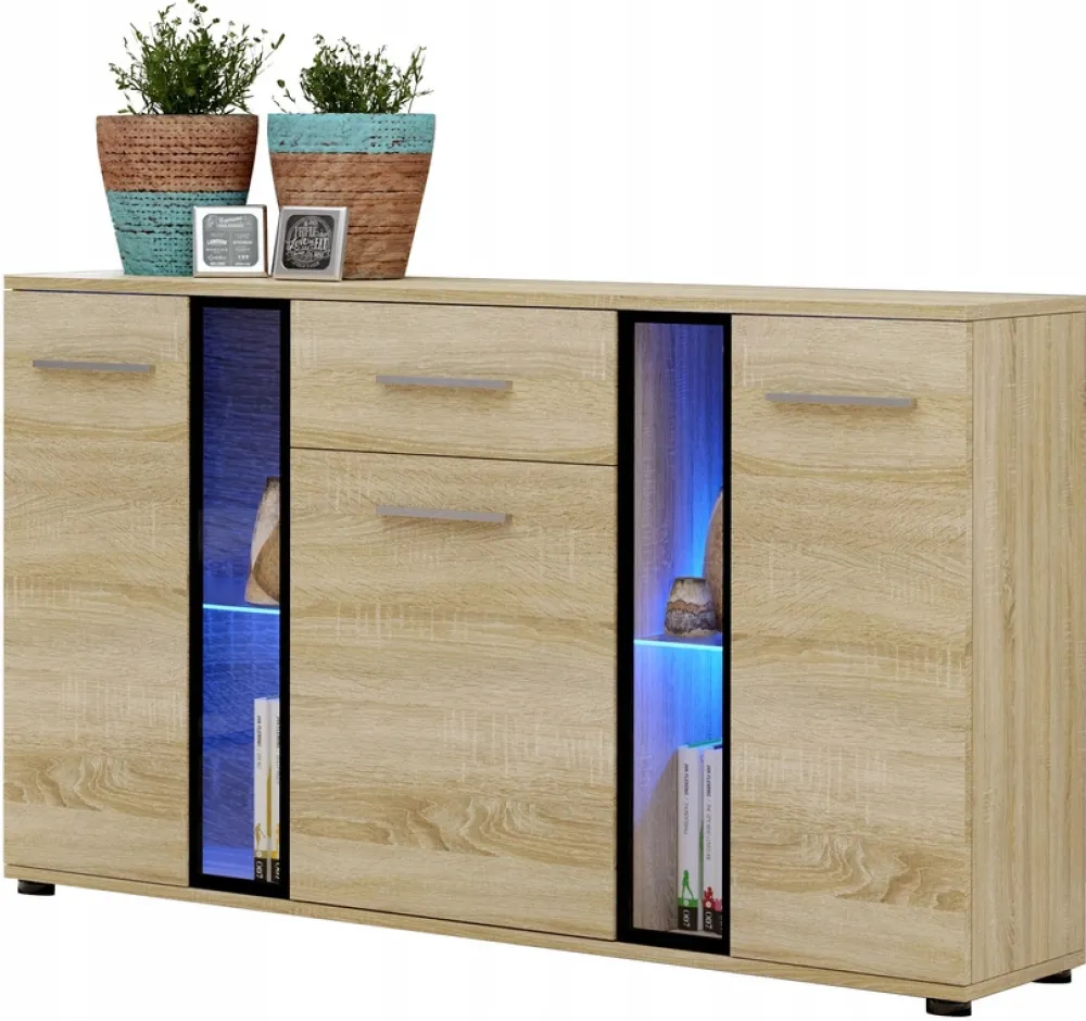 Komody>Meblohand Nowoczesna Komoda do salonu 140 cm CUBE dąb sonoma