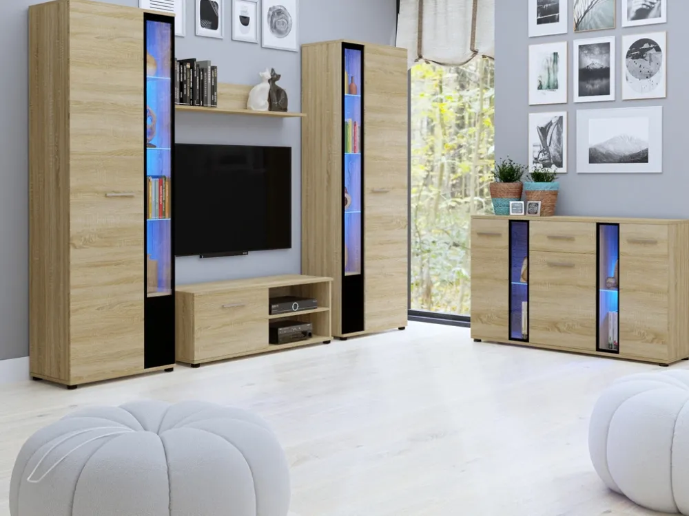 Komody>Meblohand Nowoczesna Komoda do salonu 140 cm CUBE dąb sonoma