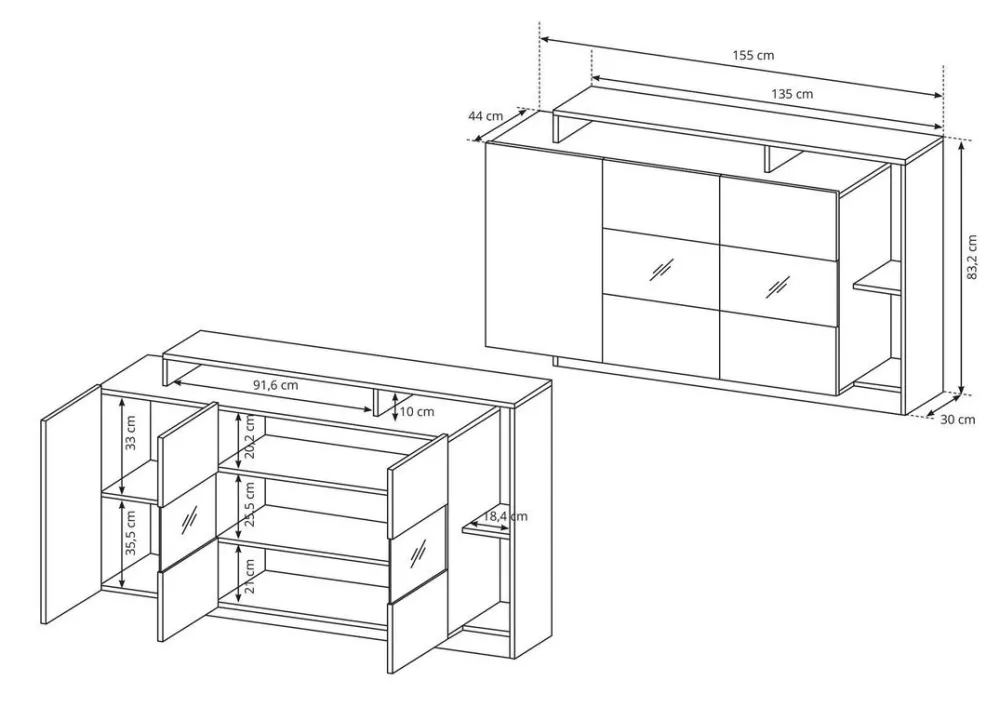 Komody>LASKI Nowoczesna komoda do salonu 155 cm ARIZONA
