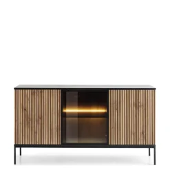 Zestawy Mebli Do Salonu|Komody>PIASKI Nowoczesna komoda do salonu SEWILLA frezowane fronty dąb wotan