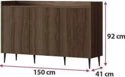 Zestawy Mebli Do Salonu|Komody></noscript>JUREK Nowoczesna komoda na nóżkach do salonu 150 cm ASPERO orzech
