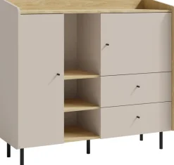 Meble Dla Dzieci|Meble Młodzieżowe>MEBLAR Nowoczesna komoda na nóżkach dwudrzwiowa 125 cm do pokoju młodzieżowego ALDENO beż piaskowy
