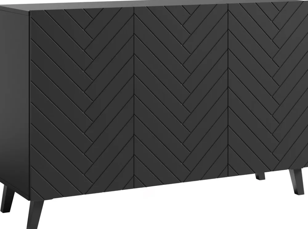 Zestawy Mebli Do Salonu|Komody>BRATEX Nowoczesna komoda na nóżkach 120 cm PUNES cichy domyk czarny