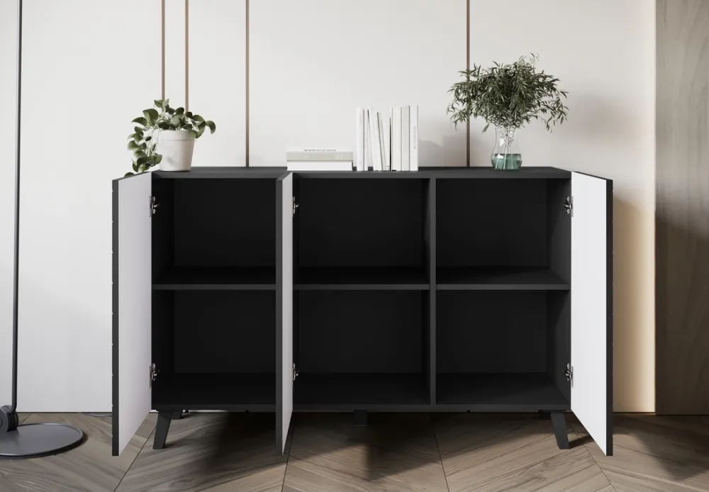 Zestawy Mebli Do Salonu|Komody>BRATEX Nowoczesna komoda na nóżkach 120 cm PUNES cichy domyk czarny