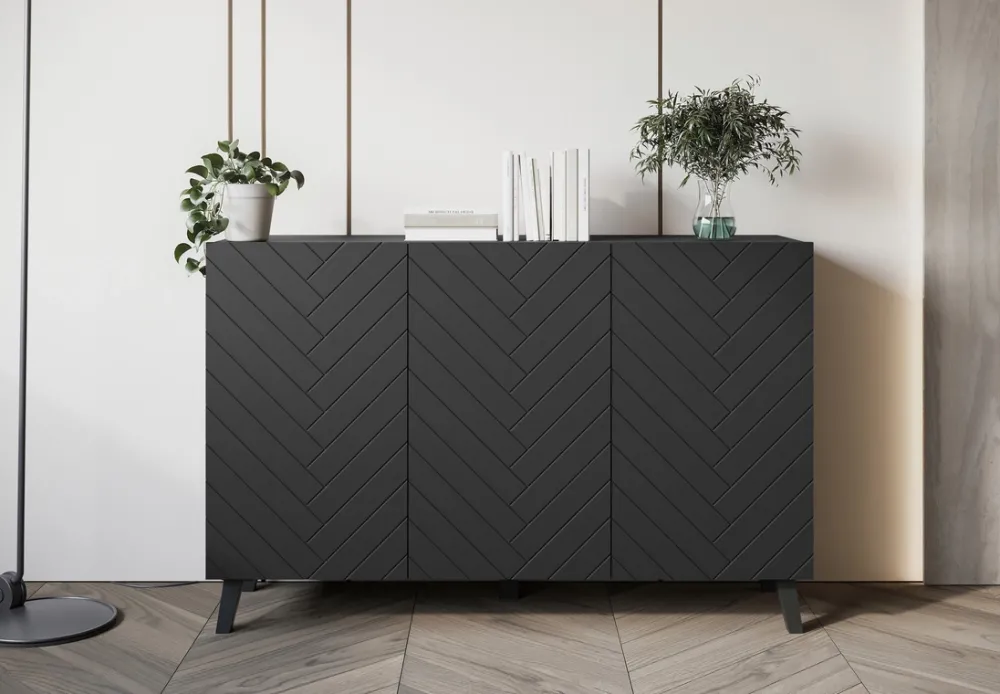 Zestawy Mebli Do Salonu|Komody>BRATEX Nowoczesna komoda na nóżkach 120 cm PUNES cichy domyk czarny