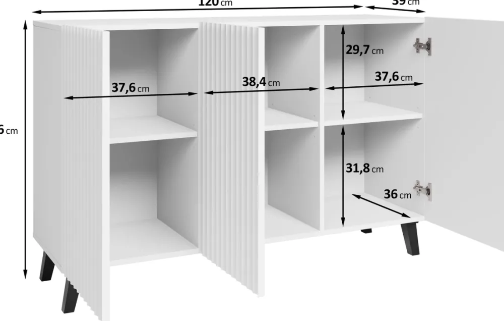 Zestawy Mebli Do Salonu|Komody>BRATEX Nowoczesna komoda na nóżkach 120 cm PUNES cichy domyk czarny