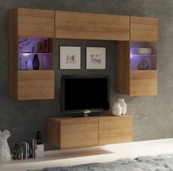 Zestawy Mebli Do Sypialni|Zestawy Mebli Młodzieżowych>GiB Meble Nowoczesna komoda RTV MODERN dąb złoty