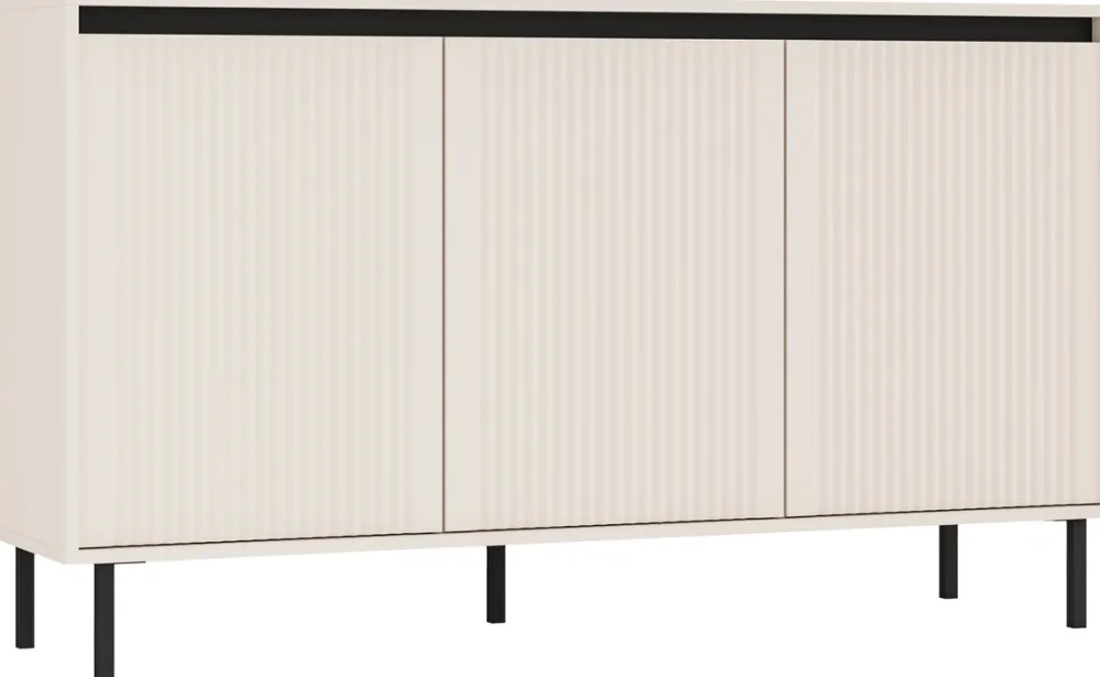 Zestawy Mebli Do Salonu|Komody>Lempert Nowoczesna komoda trzydrzwiowa 148 cm z frezowanymi frontami OMEGA beż piaskowy