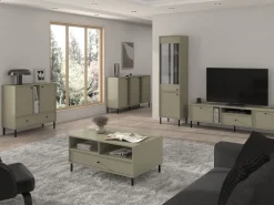 Komody>Lempert Nowoczesna komoda z drzwiami i półkami do salonu 125 cm TOKEN eukaliptus