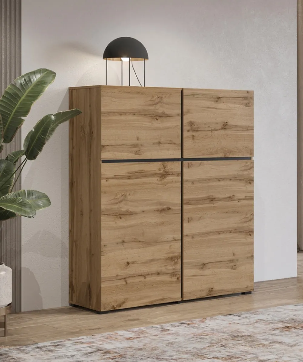 Zestawy Mebli Do Sypialni|Komody>Helvetia Nowoczesna komoda z półkami do salonu 120 cm CROSS dąb wotan