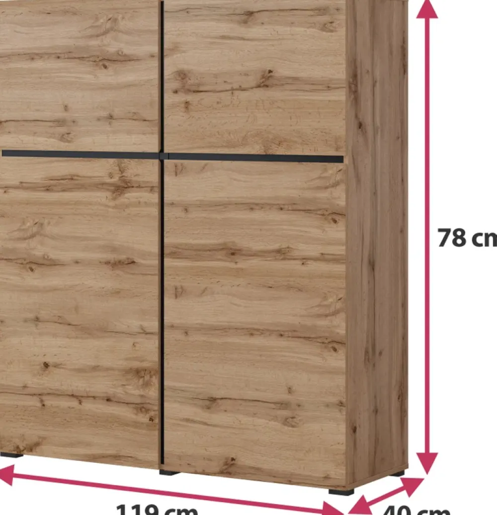 Zestawy Mebli Do Sypialni|Komody>Helvetia Nowoczesna komoda z półkami do salonu 120 cm CROSS dąb wotan