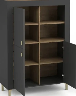 Zestawy Mebli Do Sypialni|Komody>DOLMAR Nowoczesna komoda z półkami na nóżkach do salonu 97 cm MISTY czarny