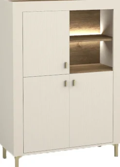 Zestawy Mebli Do Sypialni|Komody></noscript>DOLMAR Nowoczesna komoda z półkami na nóżkach do salonu 97 cm MISTY kaszmir