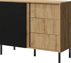 Zestawy Mebli Do Salonu|Komody>JUREK Nowoczesna komoda z szufladami i lamelami 100 cm MALEZJA