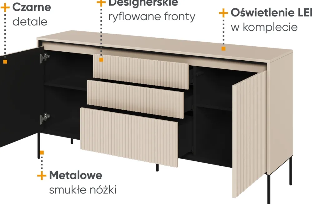 Komody|Zestawy Mebli Do Salonu>lenart. Nowoczesna komoda z szufladami i frezowanymi frontami TREND