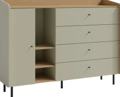 Meble Dla Dzieci|Meble Młodzieżowe>MEBLAR Nowoczesna komoda z szufladami młodzieżowa 155 cm ALDENO eukaliptus