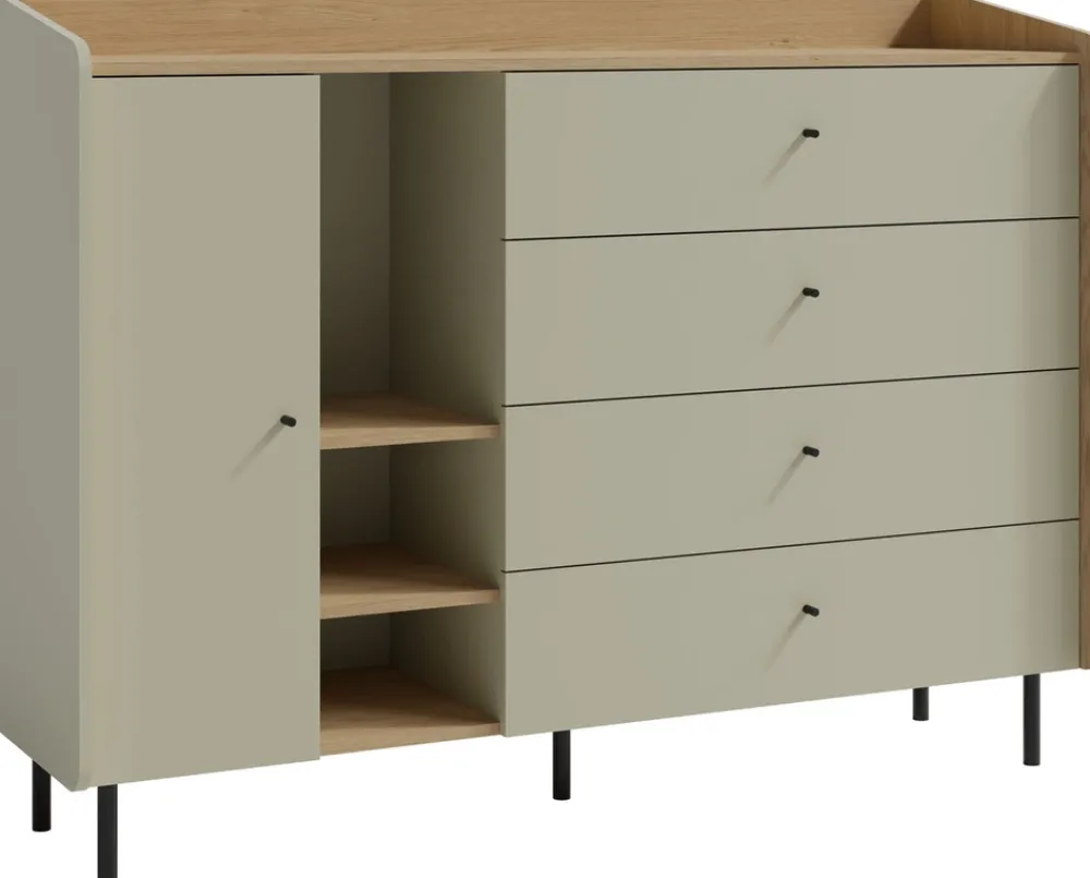 Meble Dla Dzieci|Meble Młodzieżowe>MEBLAR Nowoczesna komoda z szufladami młodzieżowa 155 cm ALDENO eukaliptus