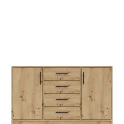 Komody>MEBLAR Nowoczesna komoda z szufladami i półkami 140 cm SEVAS dąb artisan