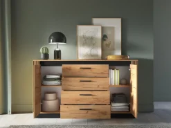 Komody>ML Meble Nowoczesna komoda z szufladami do salonu 160 cm UMIO dąb złoty craft