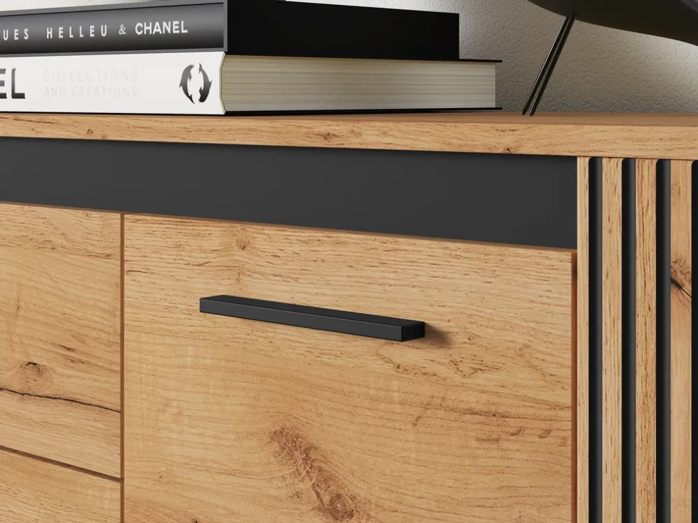 Komody>ML Meble Nowoczesna komoda z szufladami do salonu 160 cm UMIO dąb złoty craft