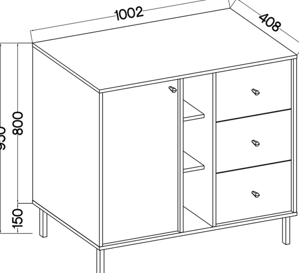 Komody>Lempert Nowoczesna komoda z szufladami do salonu 100 cm TOKEN eukaliptus
