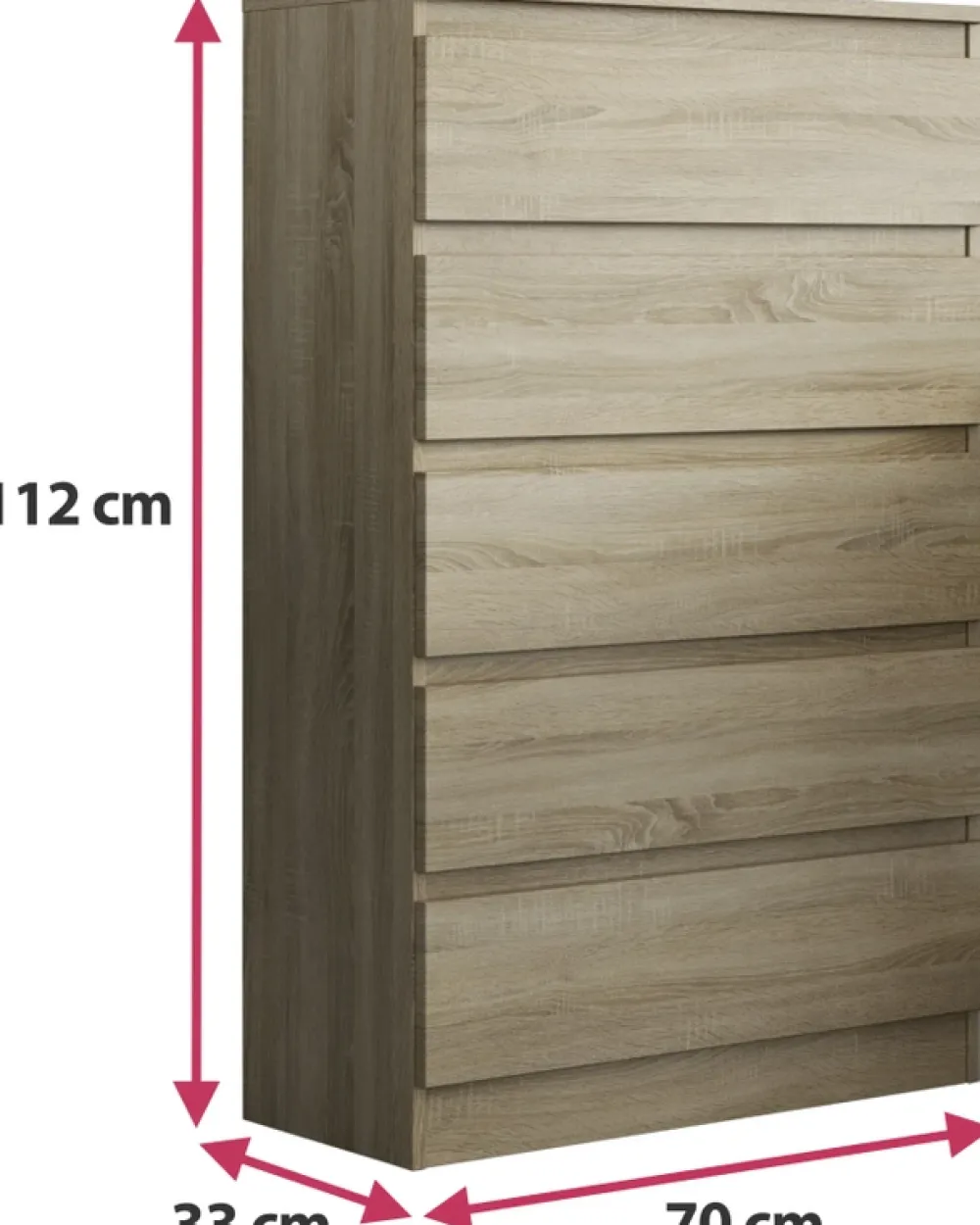 Komody>Meblohand Nowoczesna komoda z szufladami 70 cm AMPARO dąb sonoma