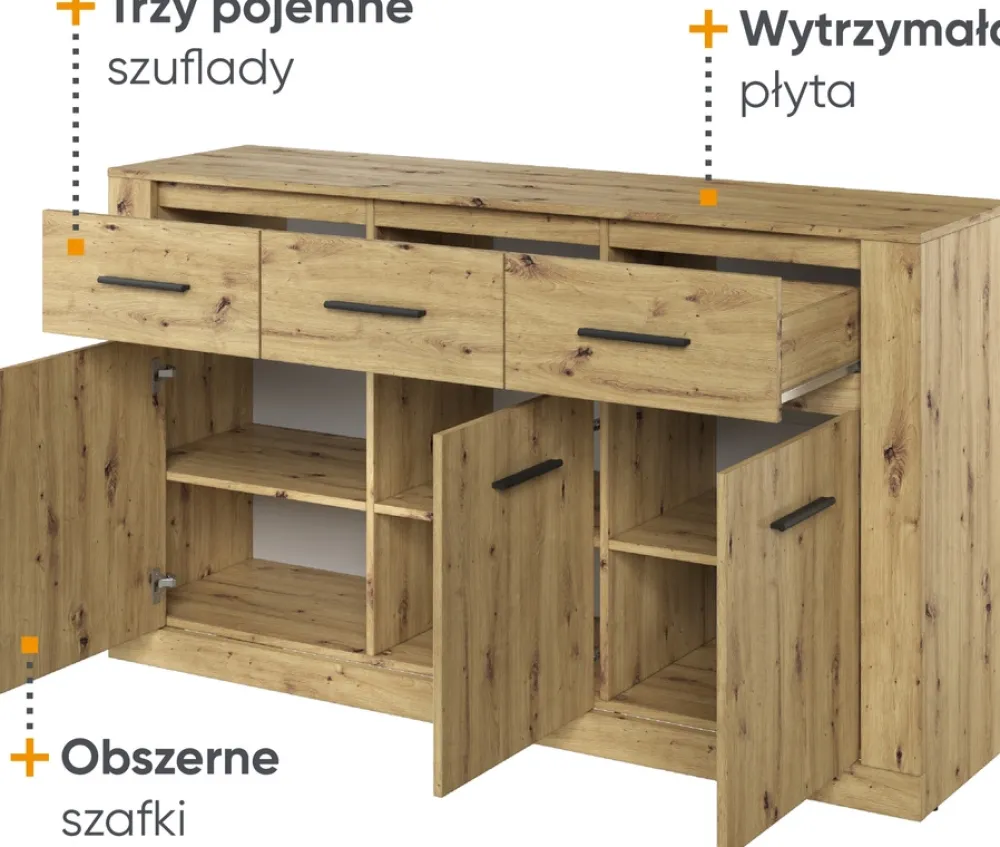 Zestawy Mebli Do Sypialni|Komody>lenart. Nowoczesna komoda z szufladami 160 cm ARTI dąb artisan