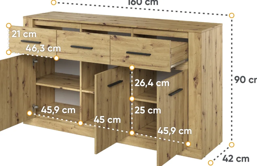 Zestawy Mebli Do Sypialni|Komody>lenart. Nowoczesna komoda z szufladami 160 cm ARTI dąb artisan