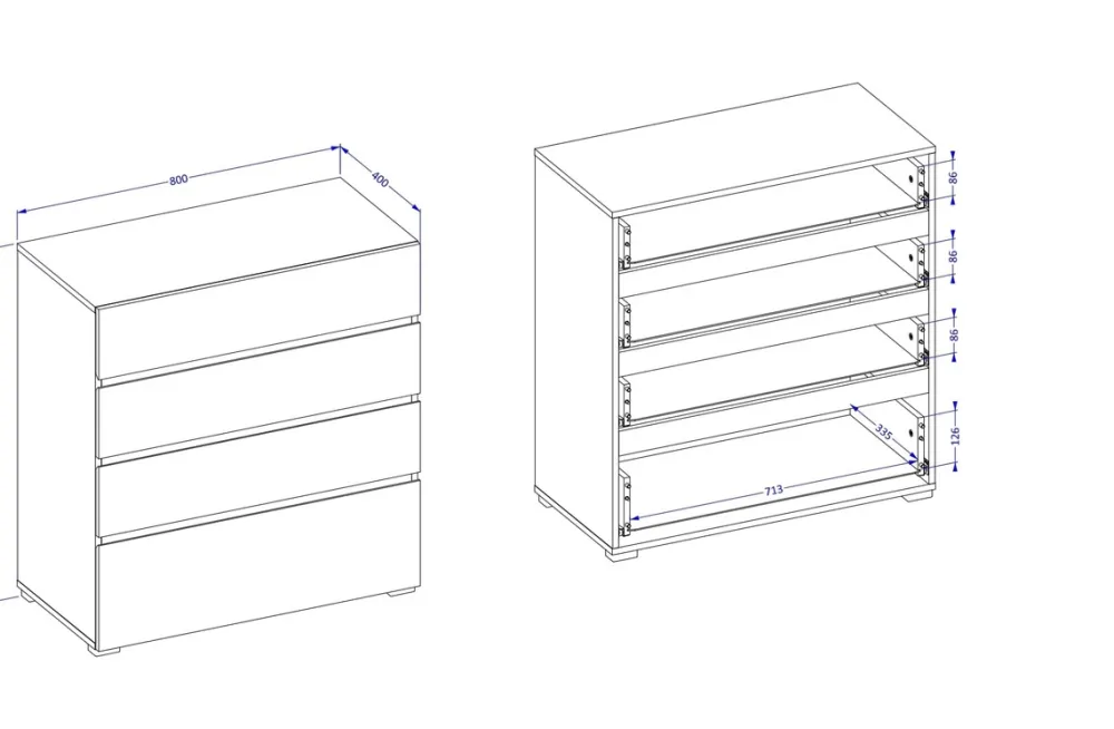 Zestawy Mebli Do Sypialni>Helvetia Nowoczesna komoda z szufladami 80 cm CROSS dąb wotan