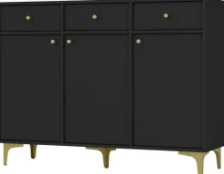 Komody>Lempert Nowoczesna komoda z szufladami do salonu 125 cm TOKEN czarny czarny grafit
