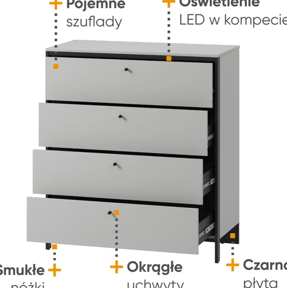 Zestawy Mebli Do Sypialni|Komody>lenart. Nowoczesna komoda z szufladami GRIS