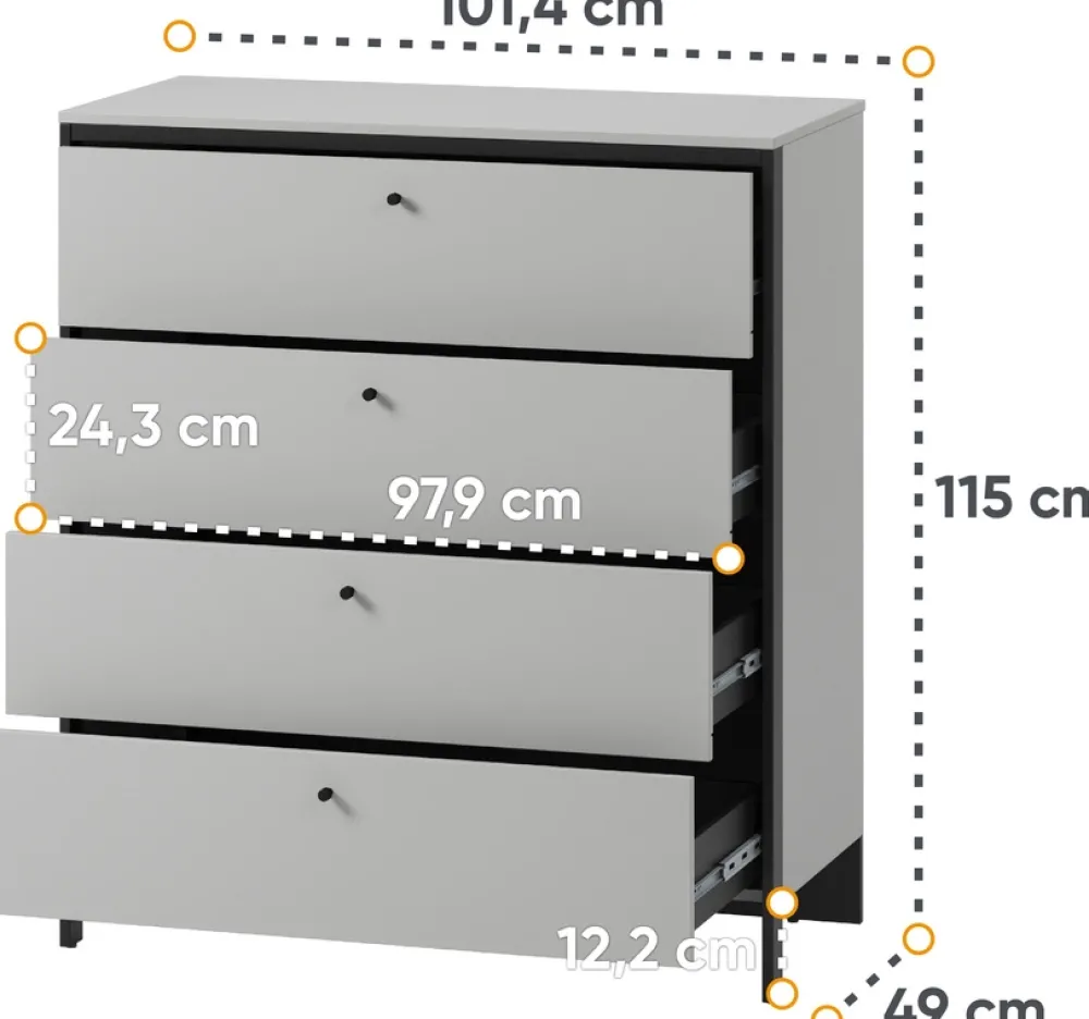 Zestawy Mebli Do Sypialni|Komody>lenart. Nowoczesna komoda z szufladami GRIS