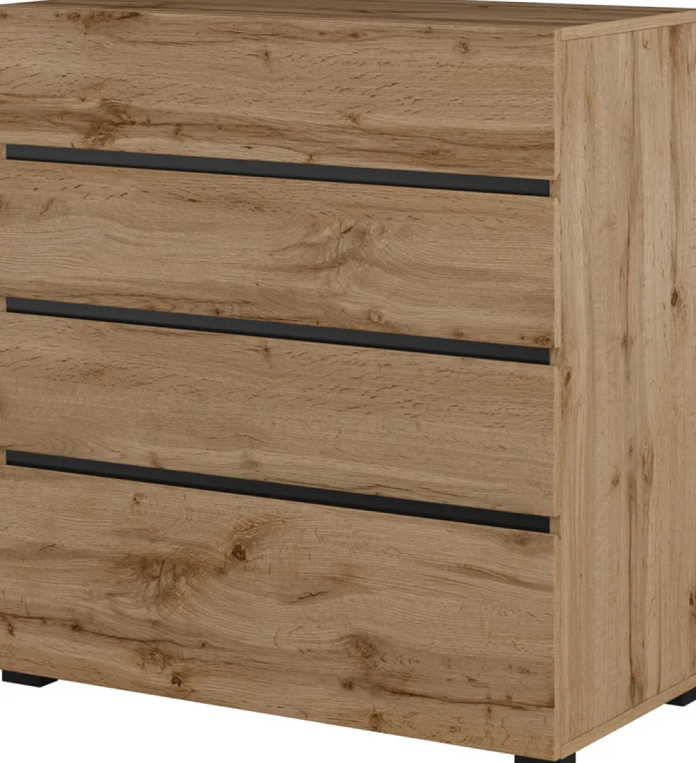 Komody>Helvetia Nowoczesna komoda z szufladami 80 cm CROSS dąb wotan