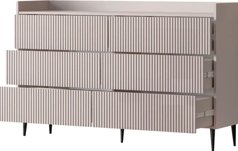 Zestawy Mebli Do Salonu|Komody>JUREK Nowoczesna komoda z szufladami na nóżkach 150 cm ASPERO kaszmir