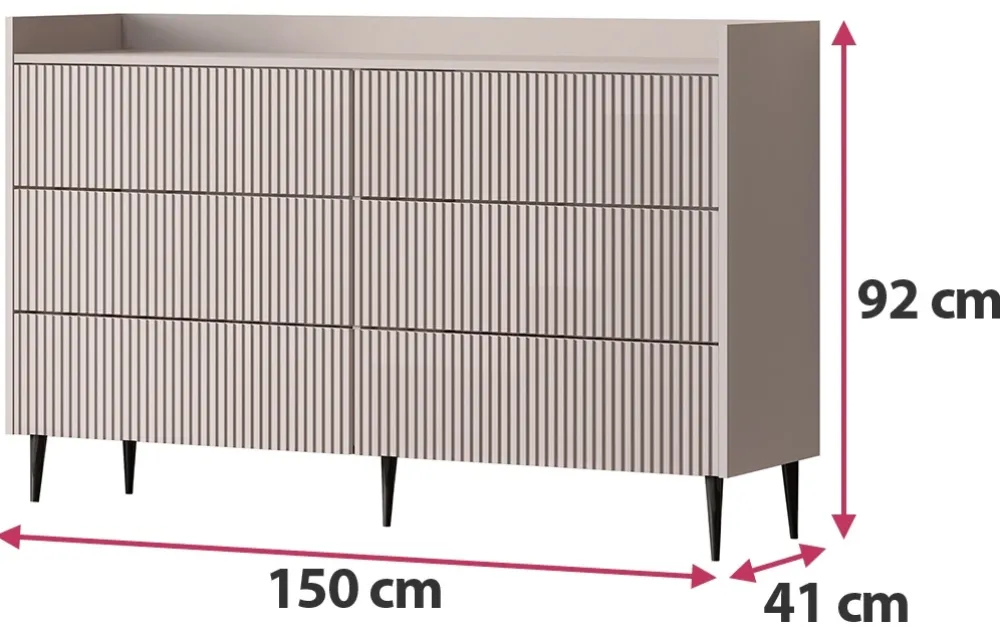 Zestawy Mebli Do Salonu|Komody>JUREK Nowoczesna komoda z szufladami na nóżkach 150 cm ASPERO kaszmir