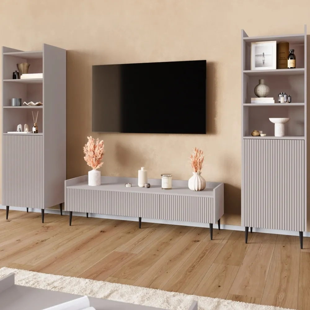 Zestawy Mebli Do Salonu|Komody>JUREK Nowoczesna komoda z szufladami na nóżkach 150 cm ASPERO kaszmir