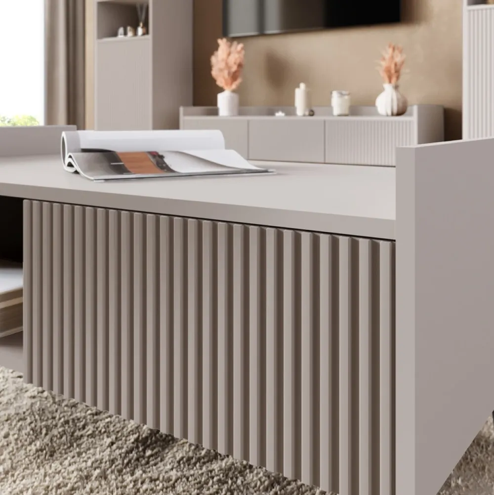 Zestawy Mebli Do Salonu|Komody>JUREK Nowoczesna komoda z szufladami na nóżkach 150 cm ASPERO kaszmir