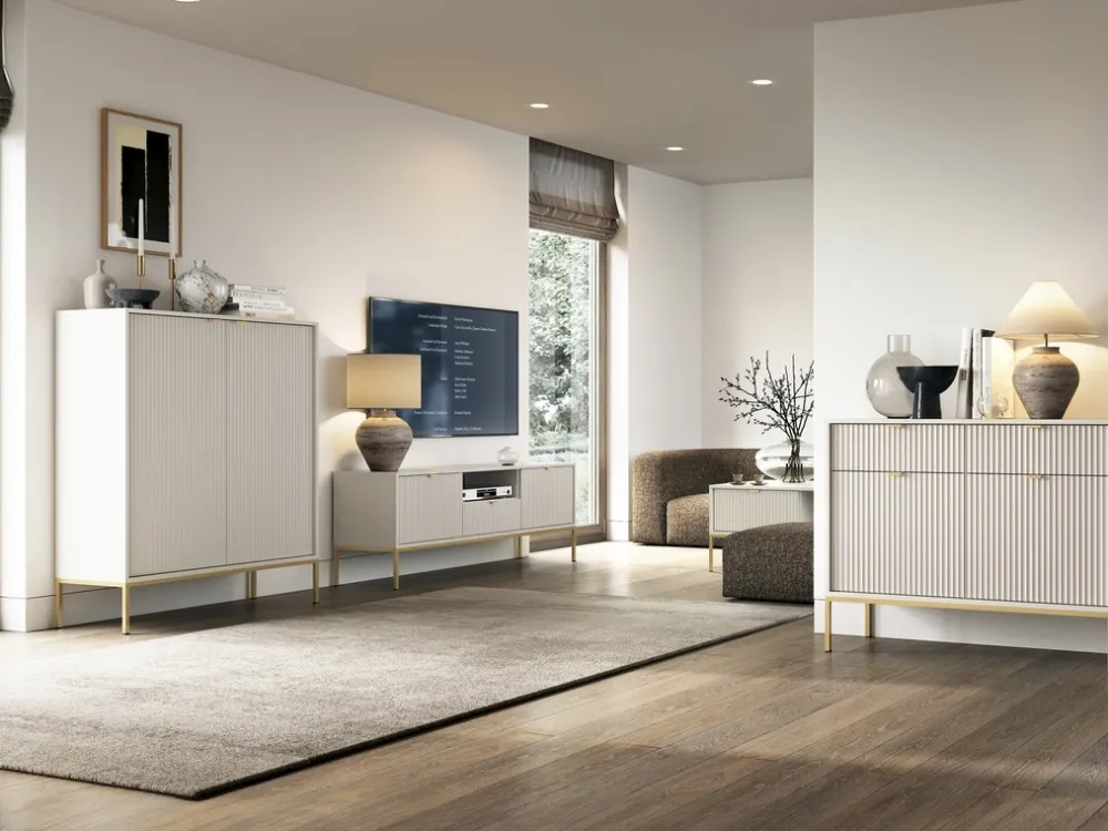 Zestawy Mebli Do Salonu|Komody>PIASKI Nowoczesna komoda z szufladami 104 cm do salonu AVANTI cashmere kaszmir