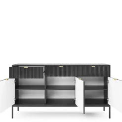 Komody>PIASKI Nowoczesna komoda z szufladą i półkami do salonu AVANTI czarny