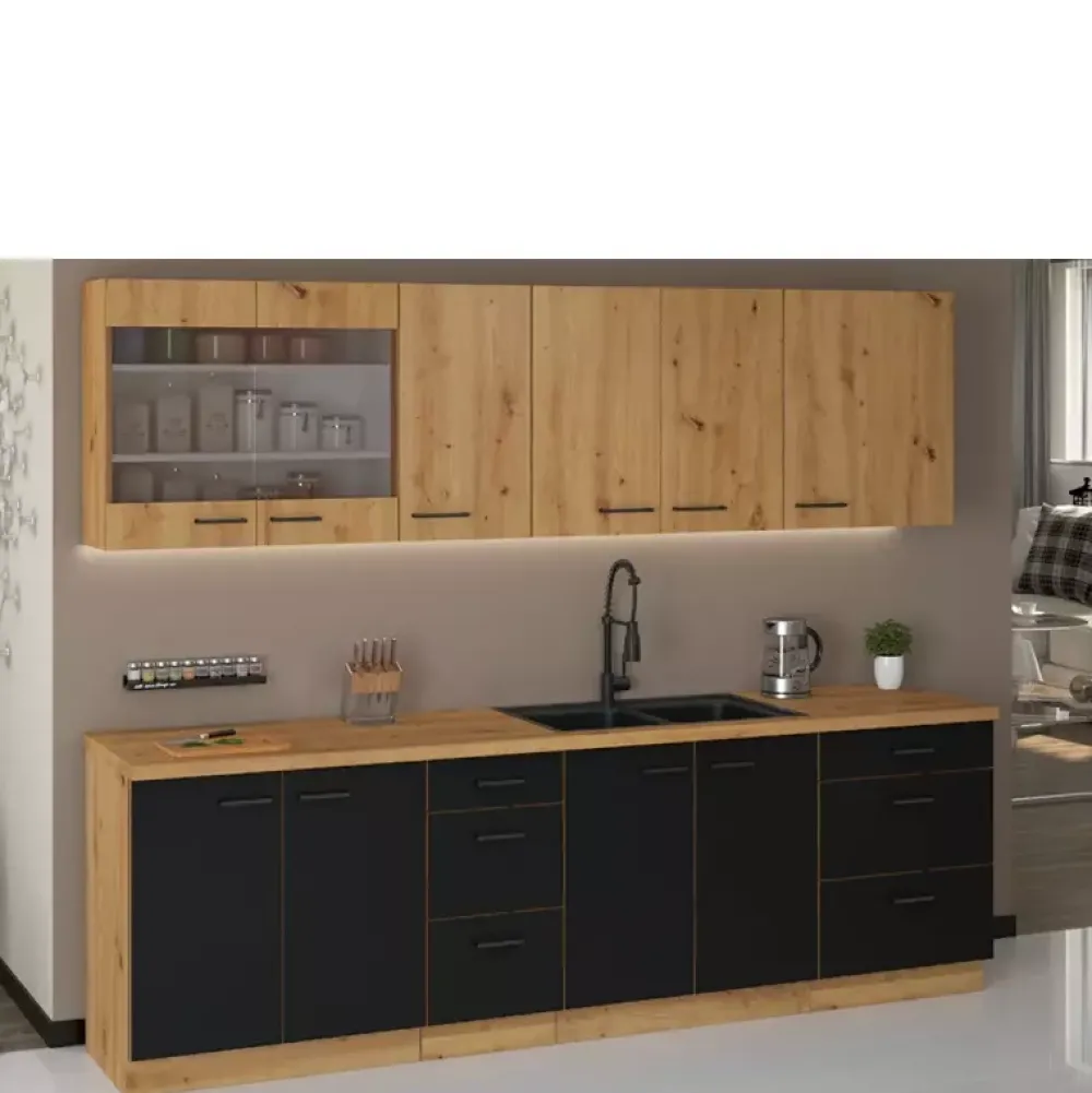 Meble Kuchenne>Lempert Nowoczesna kuchnia dąb artisan czarny MILANO