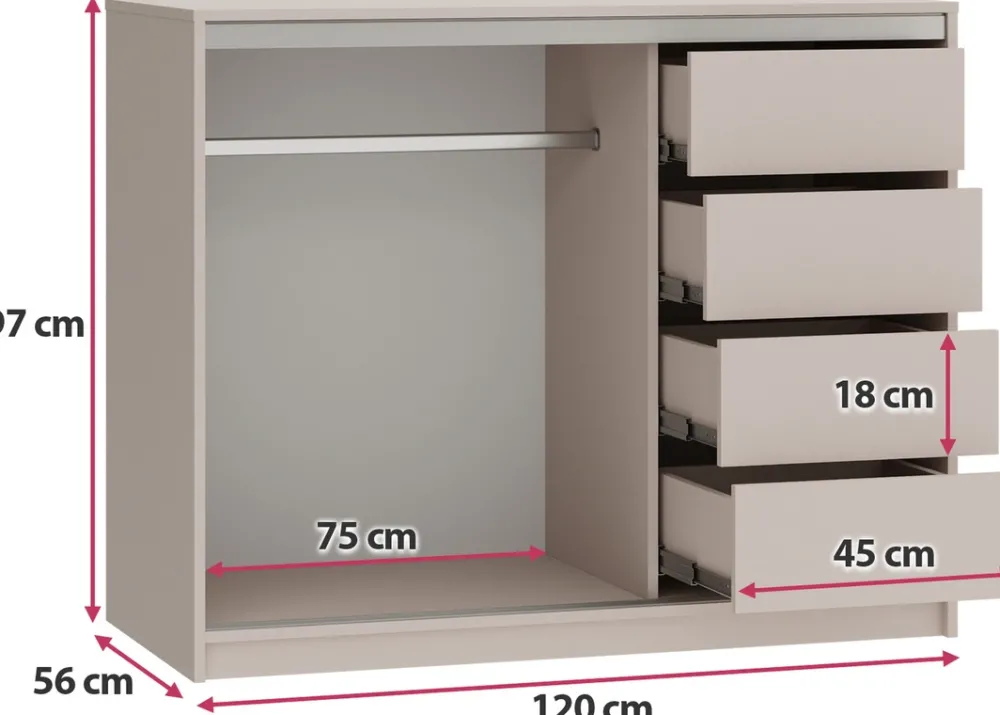 Komody>BROMARKT Nowoczesna mała komoda przesuwna 120 cm z szufladami TOP beż piaskowy