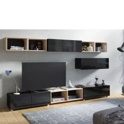 Zestawy Mebli Młodzieżowych|Meblościanki>GiB Meble Nowoczesna meblościanka czarny połysk MODERN 26