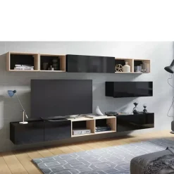 Zestawy Mebli Młodzieżowych|Meblościanki>GiB Meble Nowoczesna meblościanka czarny połysk MODERN 26