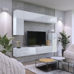 Meblościanki|Zestawy Mebli Do Salonu></noscript>BROMARKT Nowoczesna meblościanka połysk PREMIUM czarny